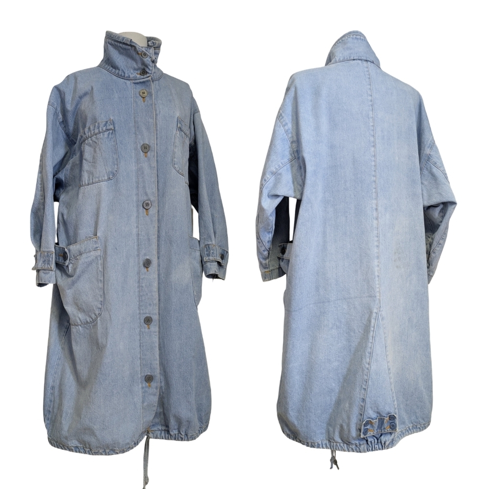 Only Light Blue Denim Long Jean Jacket Coat